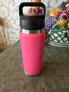Yeti Pink Stainless Steel Travel Bottle with Black Handle Lid